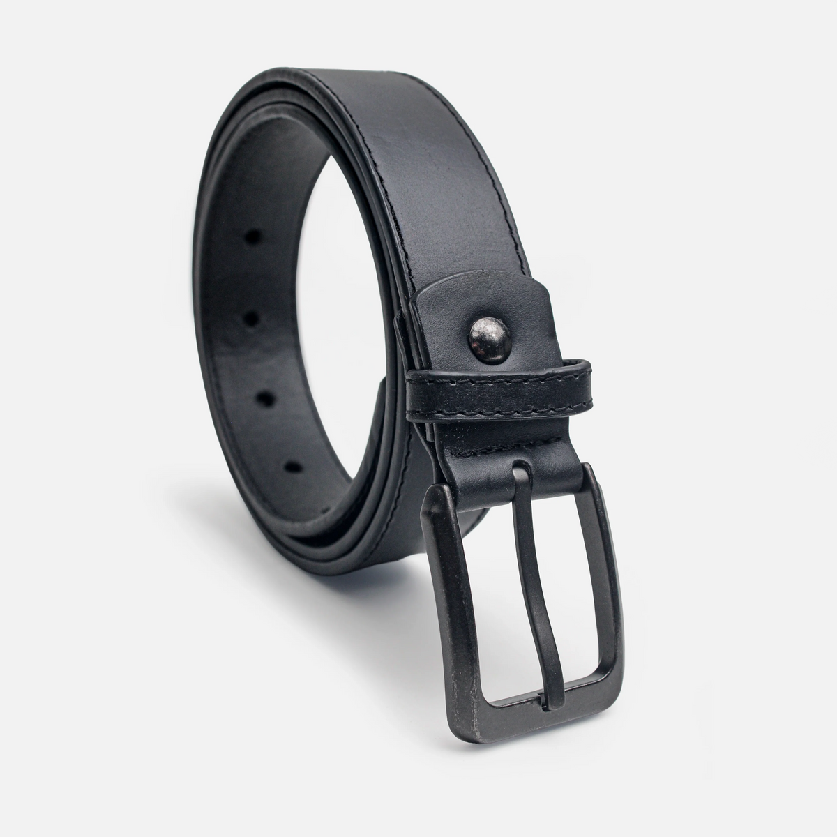 Correa aciano de cuero para hombre - Negro