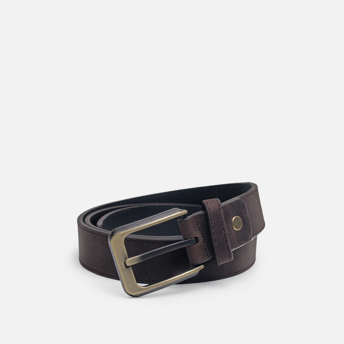 Correa aciano de cuero para hombre - Café