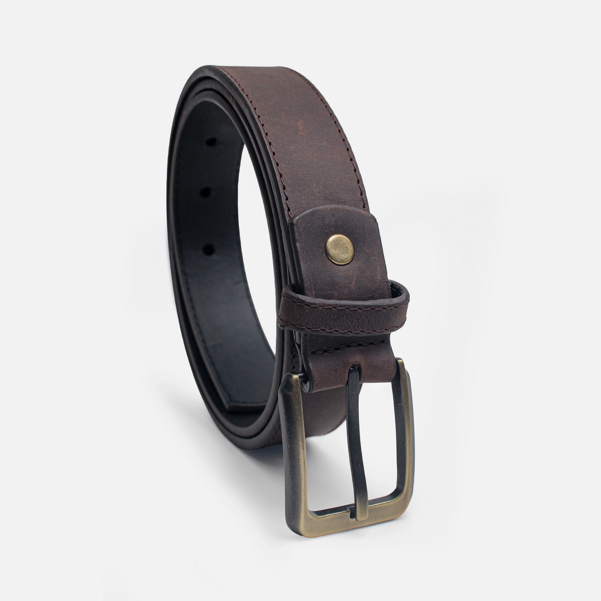 Correa aciano de cuero para hombre - Café