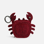 Monedero cangrejo de cuero para mujer - Rojo