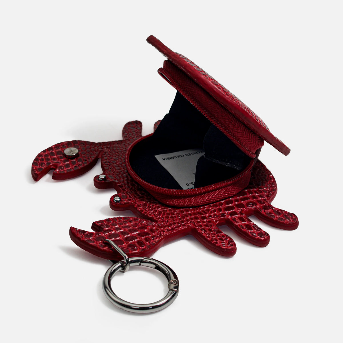 Monedero cangrejo de cuero para mujer - Rojo