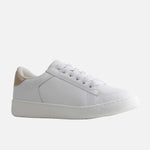Tenis camelis de cuero para mujer - Blanco