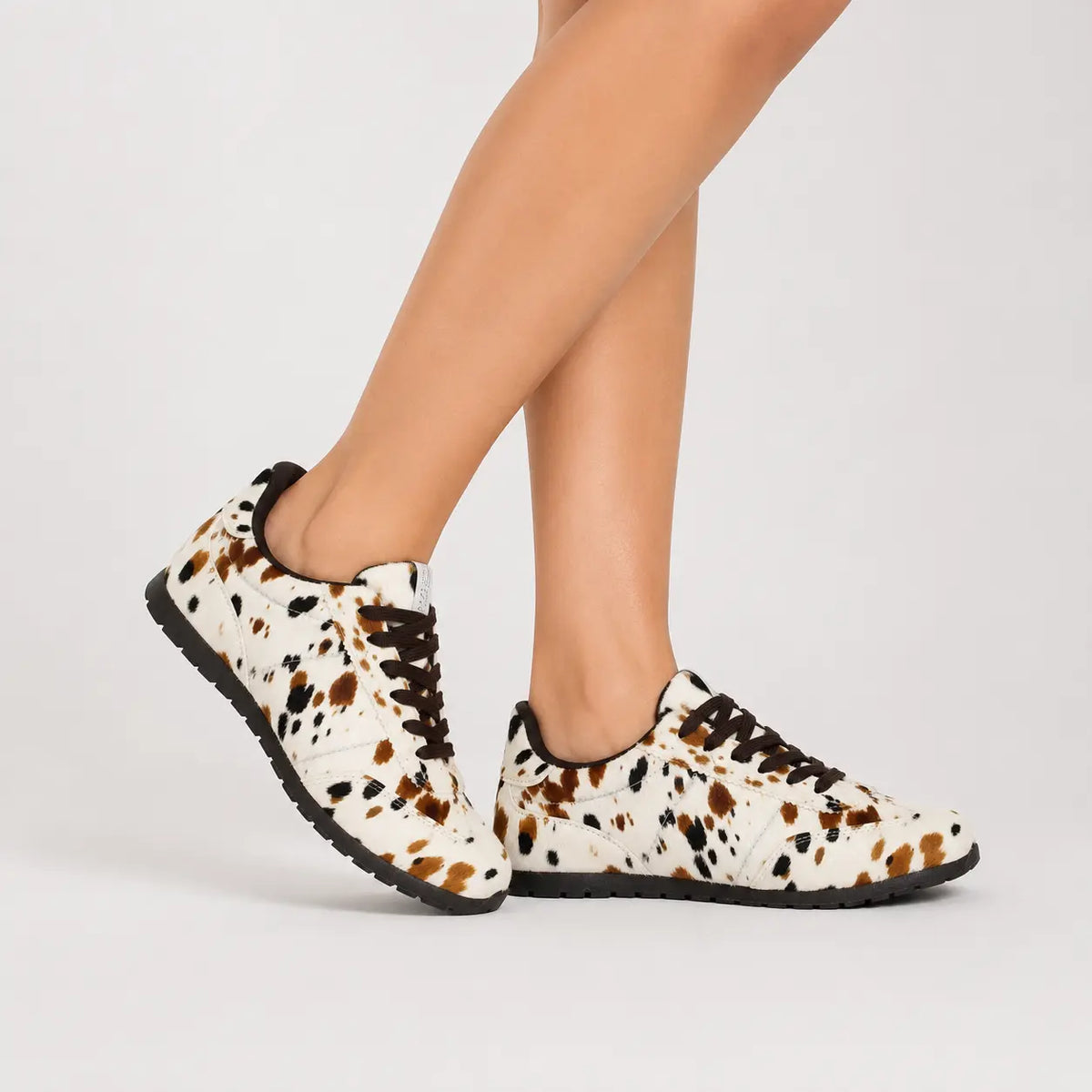 Tenis donatella de cuero para mujer - Animal Print Vaca