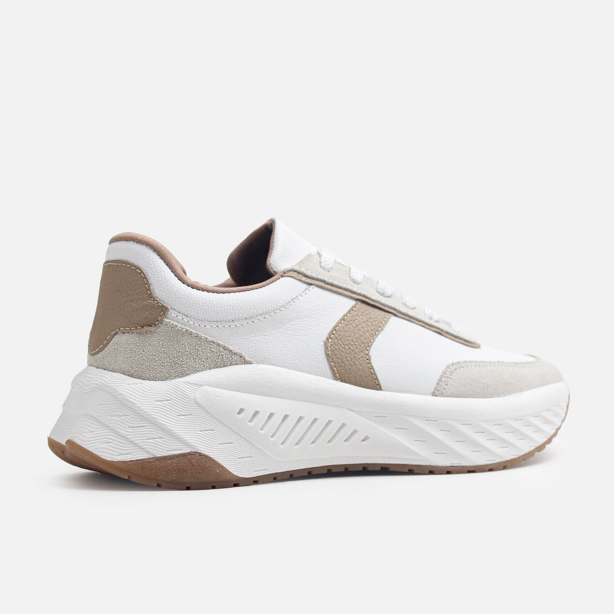 Tenis con plataforma naya de cuero para mujer - Beige