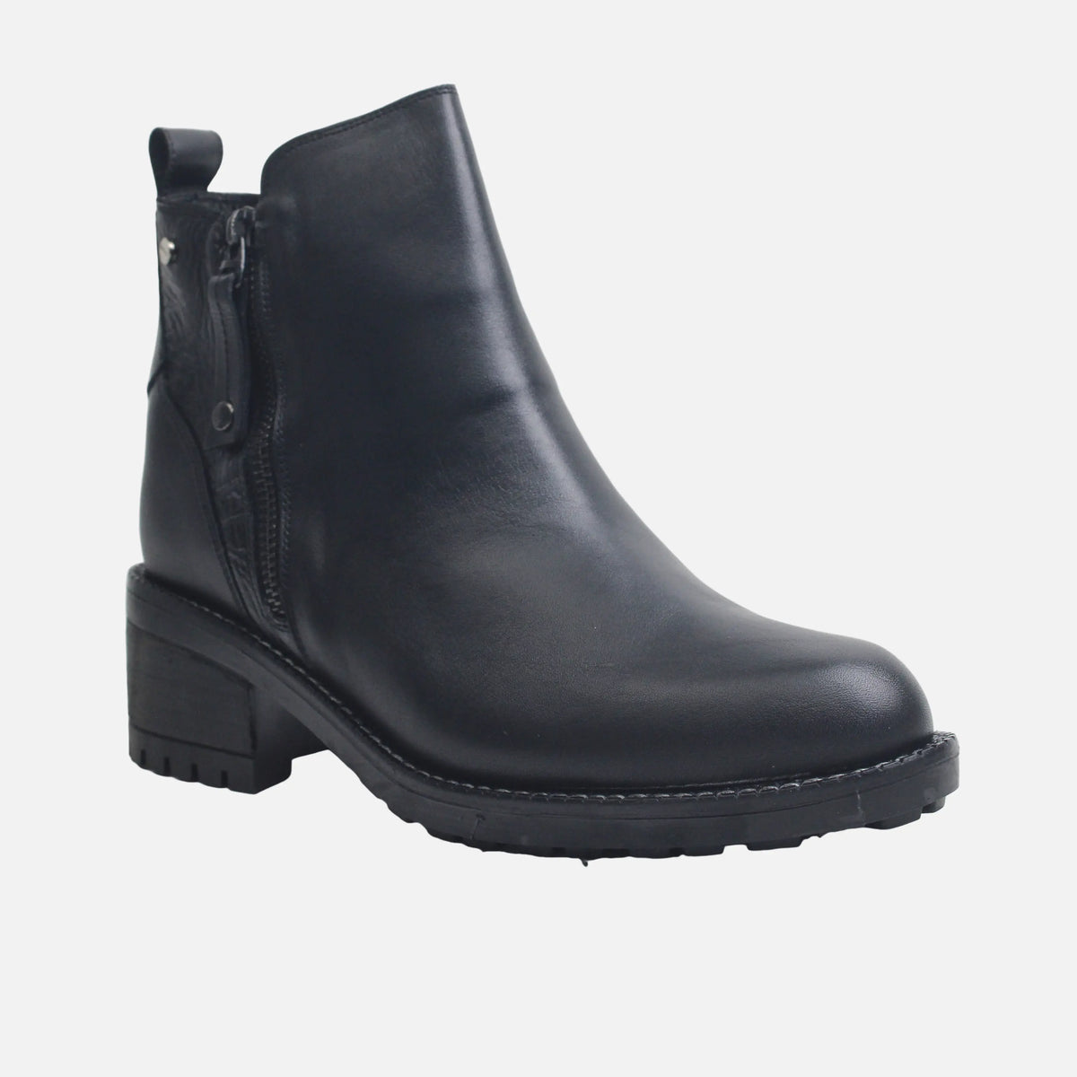 Botin tacon velia de cuero para mujer - Negro