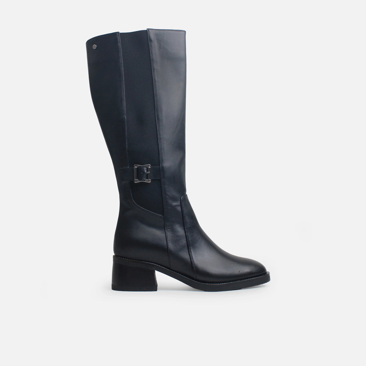 Bota tacon tiren de textil para mujer - Negro