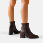 Botin tacon boreal de cuero para mujer - Café