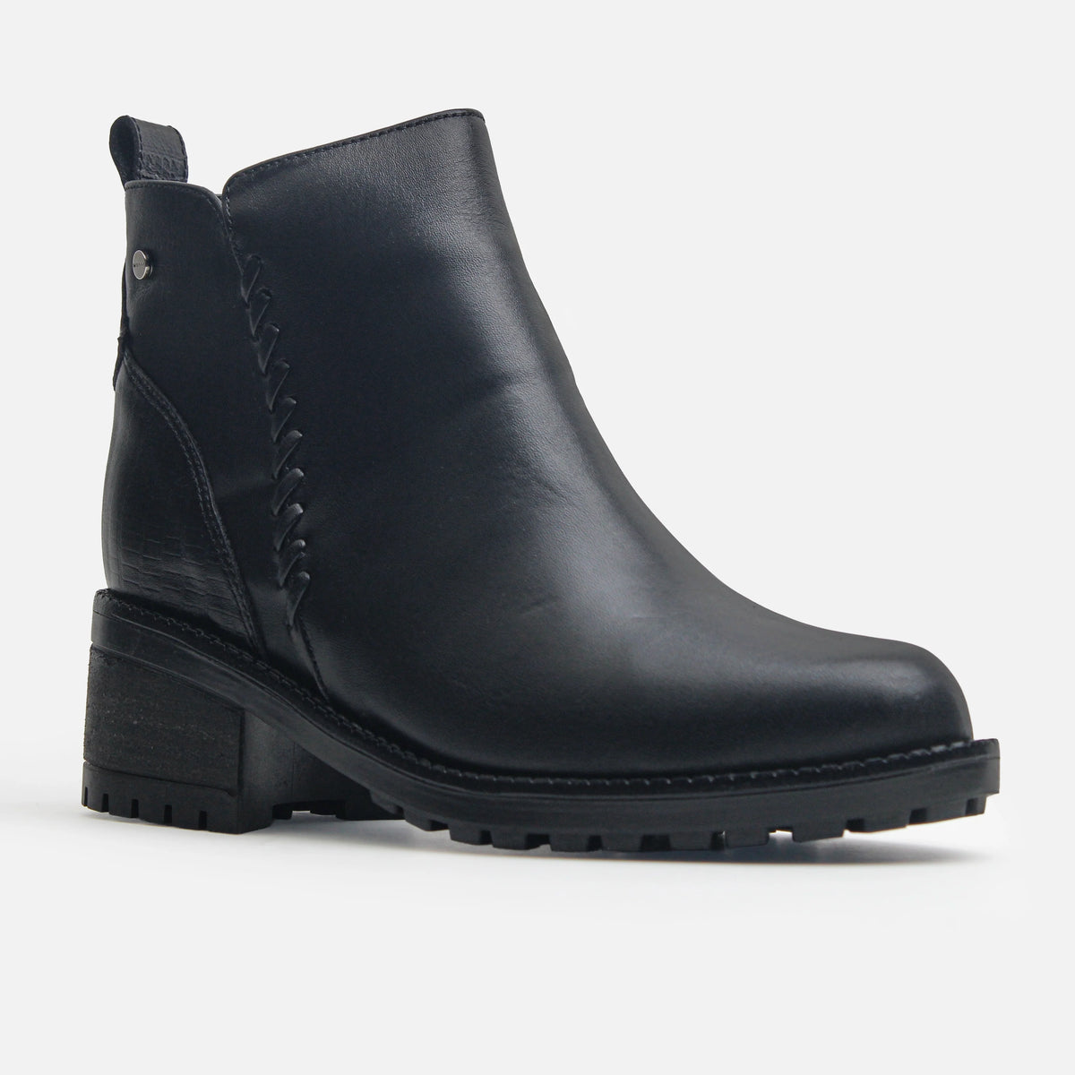 Botin tacon hibisca de cuero para mujer - Negro