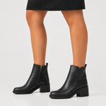 Botin tacon hibisca de cuero para mujer - Negro