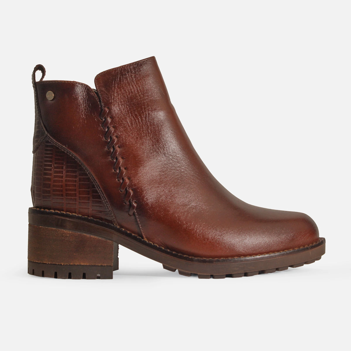 Botin tacon hibisca de cuero para mujer - Arena