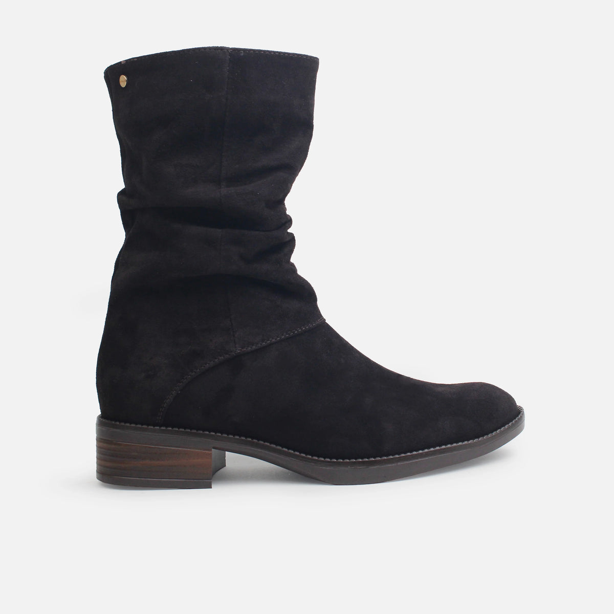 Botin plano bianca de cuero para mujer - Café