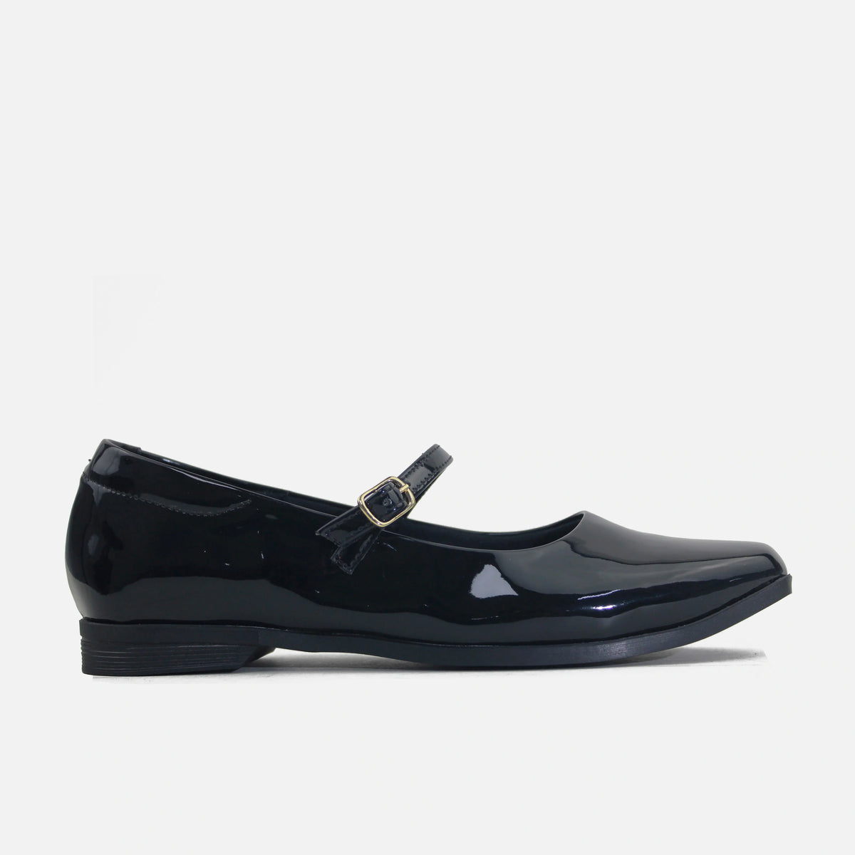 Baleta plana lenne de cuero para mujer - Negro