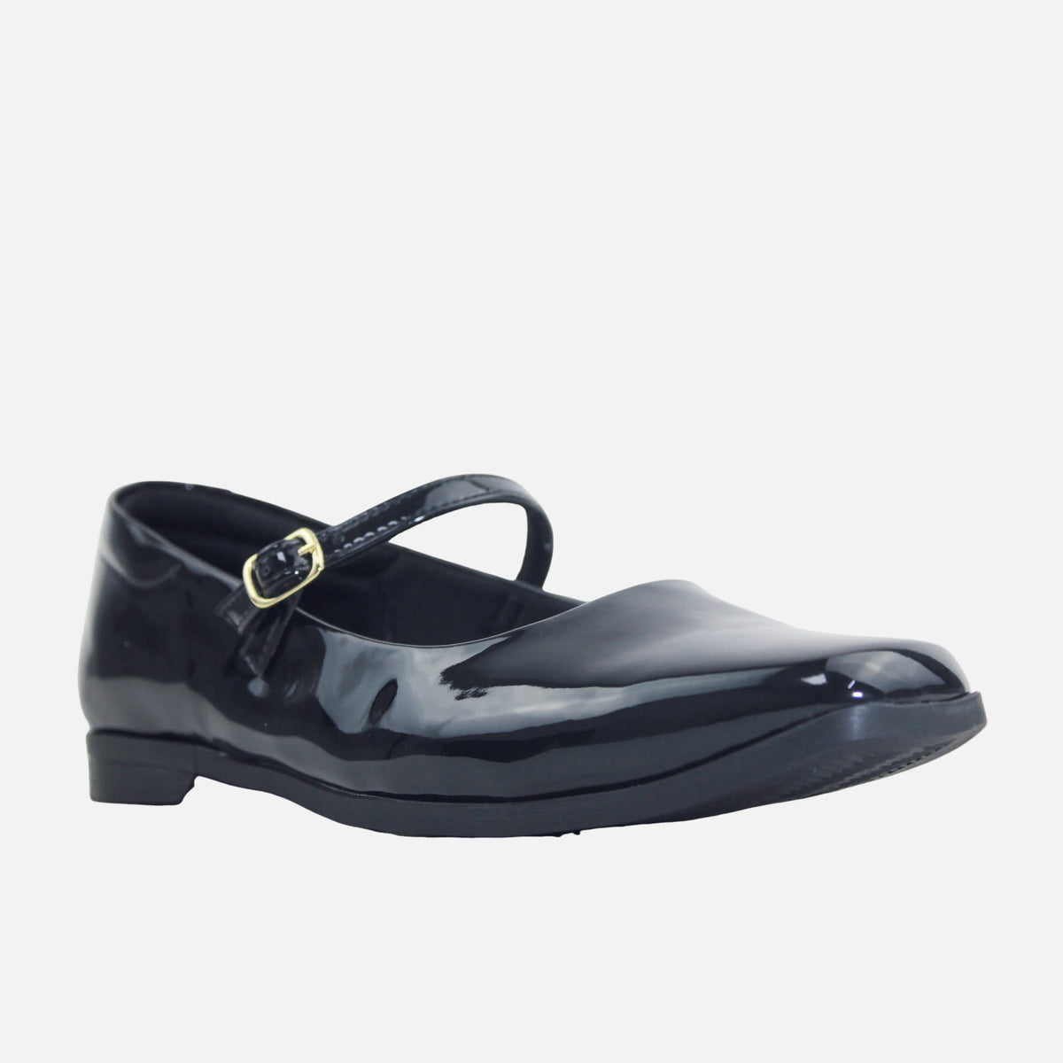 Baleta plana lenne de cuero para mujer - Negro