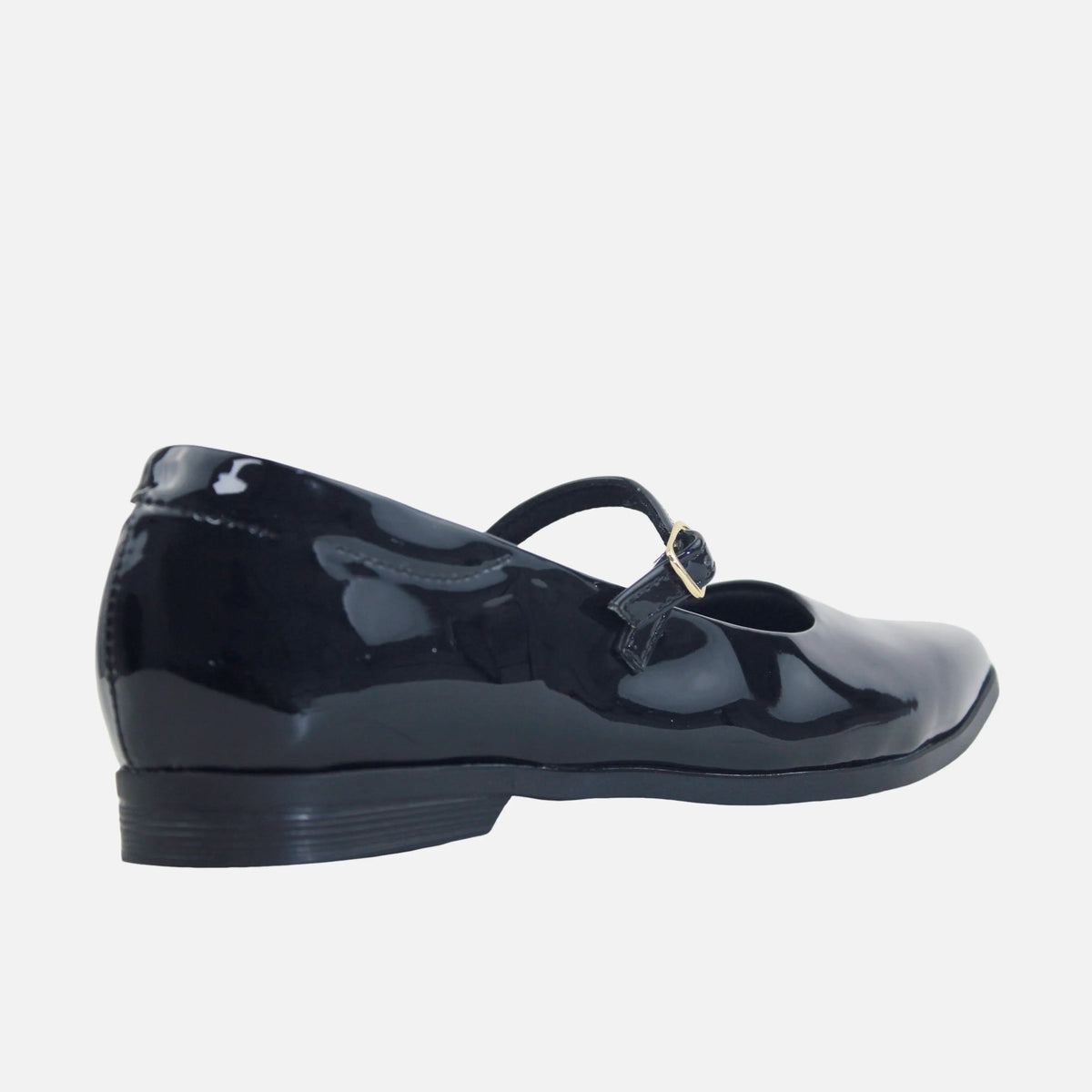 Baleta plana lenne de cuero para mujer - Negro