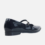 Baleta plana lenne de cuero para mujer - Negro