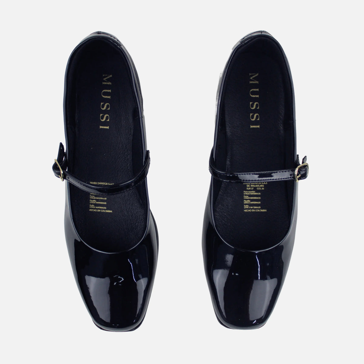 Baleta plana lenne de cuero para mujer - Negro