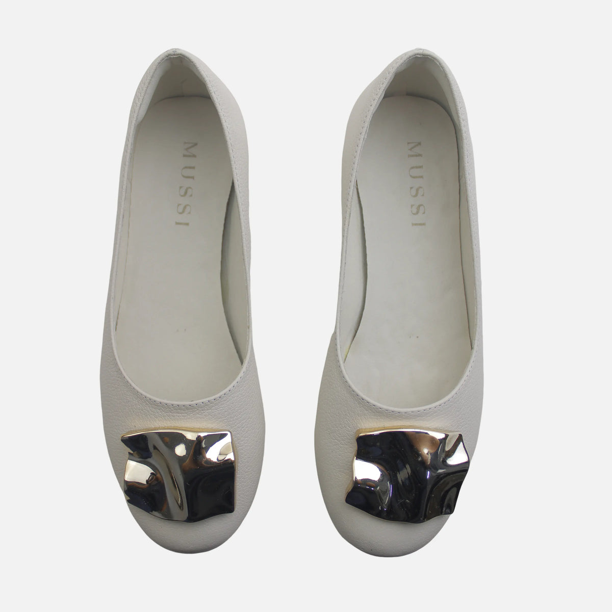 Baleta plana thyme de cuero para mujer - Hueso