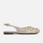 Baleta plana vegonia de cuero para mujer - Oro