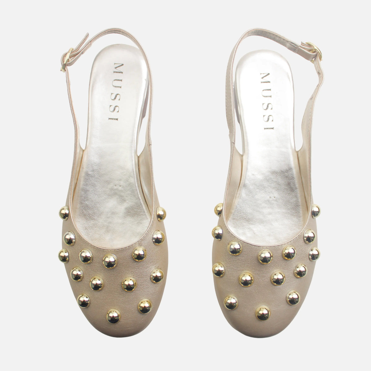 Baleta plana vegonia de cuero para mujer - Oro