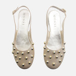 Baleta plana vegonia de cuero para mujer - Oro