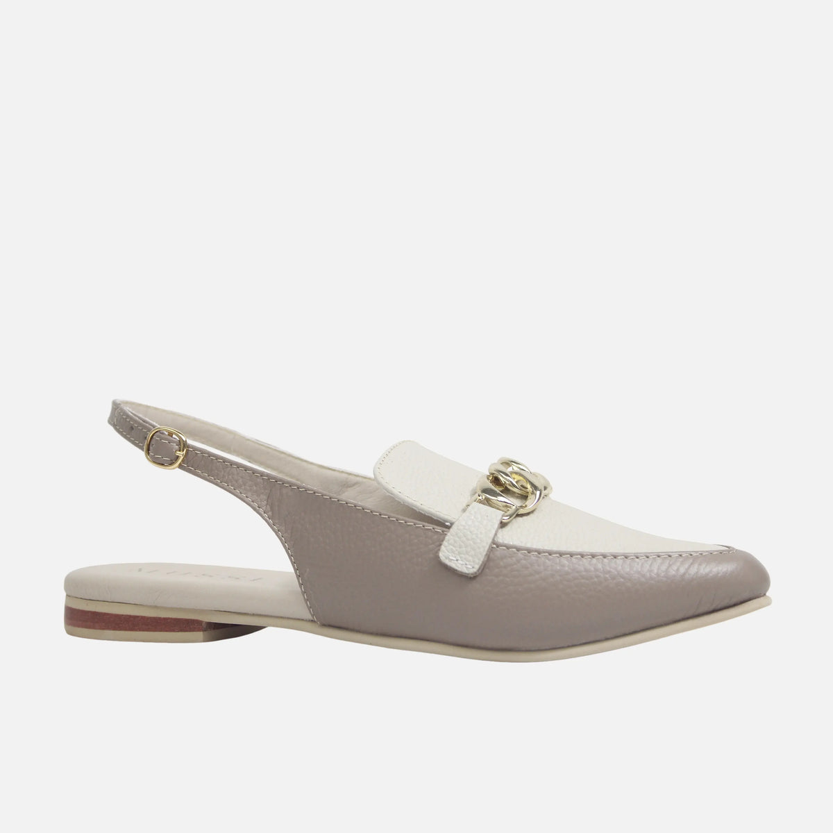 Baleta destalonada emma de cuero para mujer - Taupe