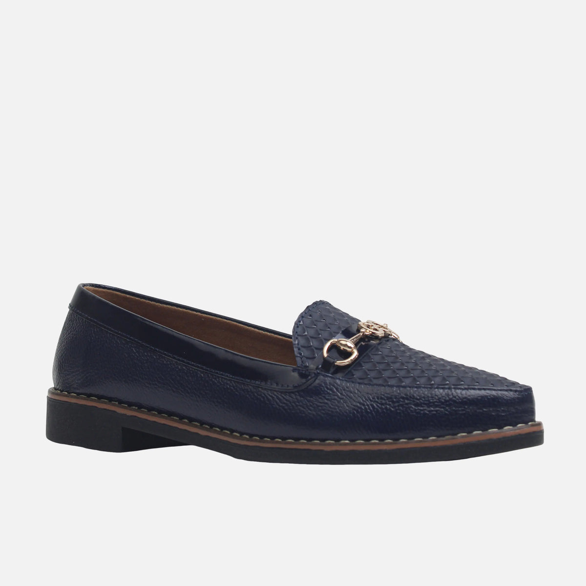 Baleta plana belara de cuero para mujer - Azul