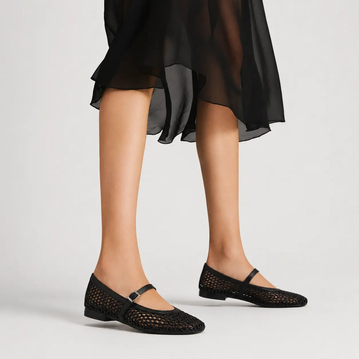 Baleta plana pearlina de sintético para mujer - Negro