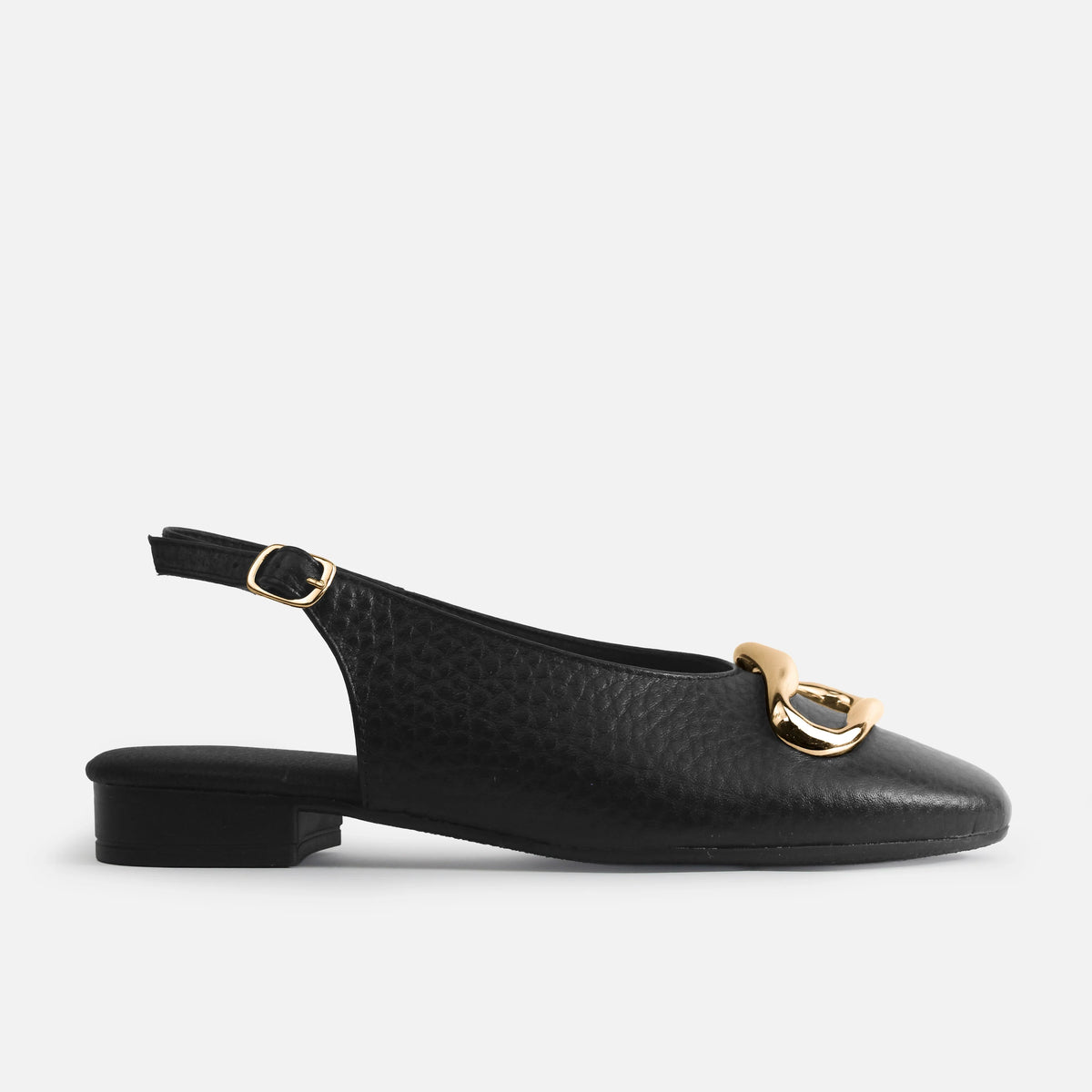 Baleta destalonada lavanda de cuero para mujer - Negro