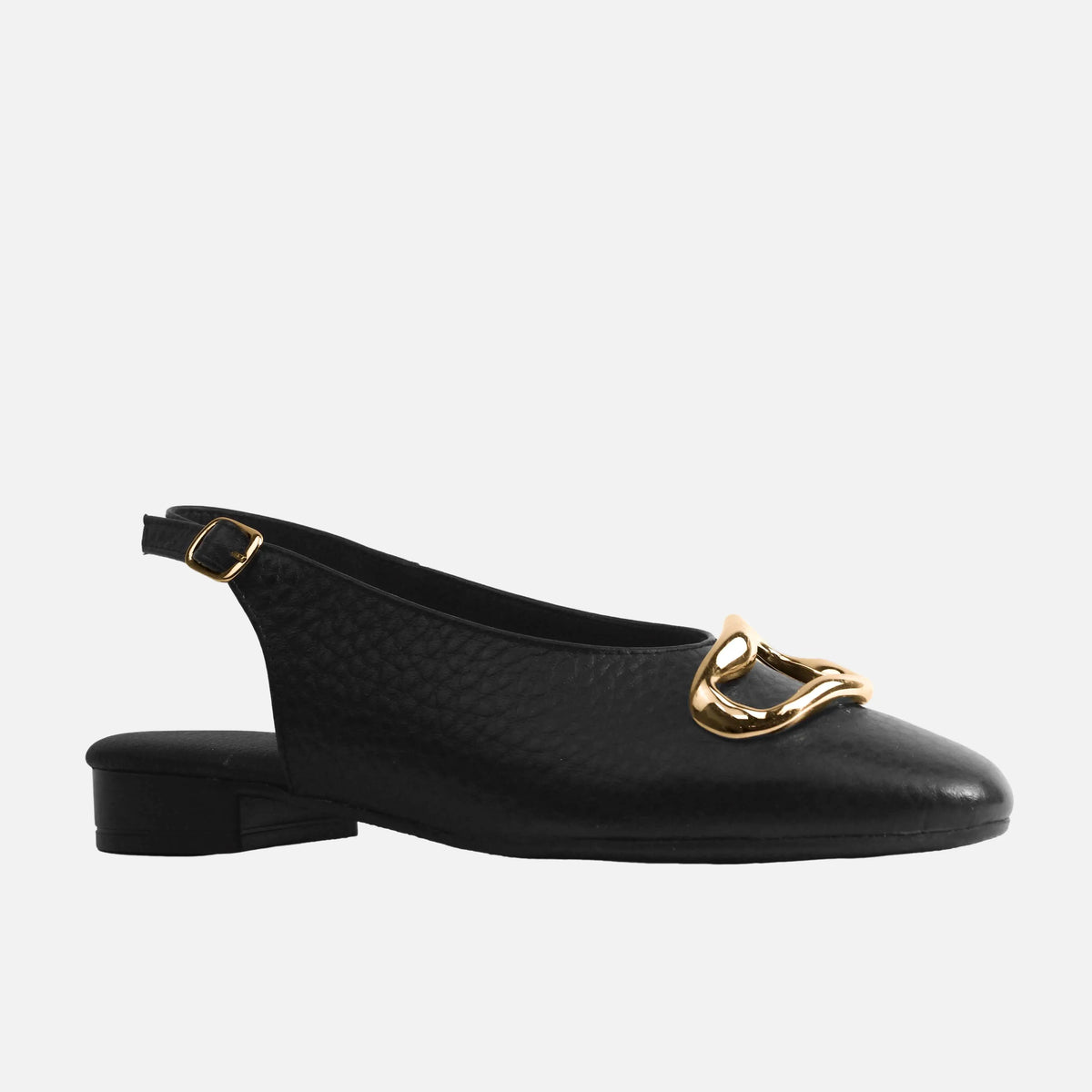 Baleta destalonada lavanda de cuero para mujer - Negro