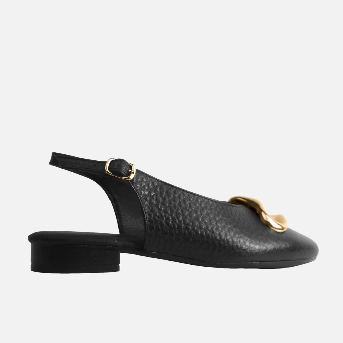 Baleta destalonada lavanda de cuero para mujer - Negro