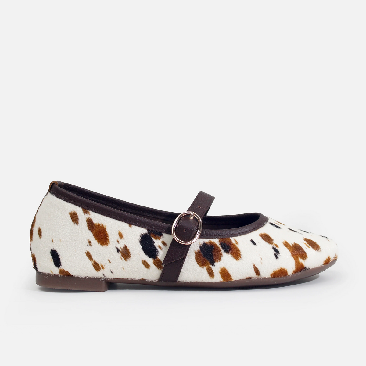 Baleta plana emilia de cuero para mujer - Animal Print Vaca