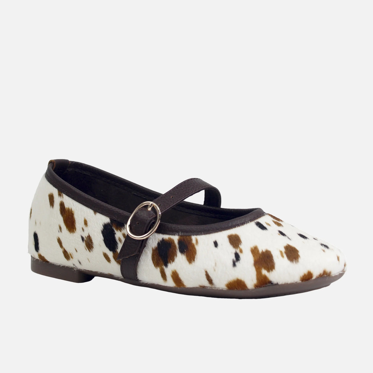 Baleta plana emilia de cuero para mujer - Animal Print Vaca