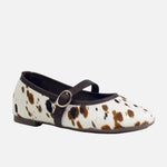 Baleta plana emilia de cuero para mujer - Animal Print Vaca