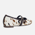 Baleta plana emilia de cuero para mujer - Animal Print Vaca