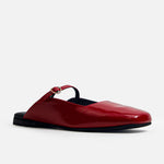 Baleta destalonada margaritas de cuero para mujer - Rojo