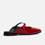 Baleta destalonada margaritas de cuero para mujer - Rojo