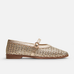 Baleta plana lunara de cuero para mujer - Oro