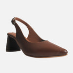 Tacones flora de cuero para mujer - Miel