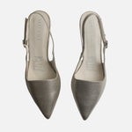 Tacones castaña de cuero para mujer - Oro