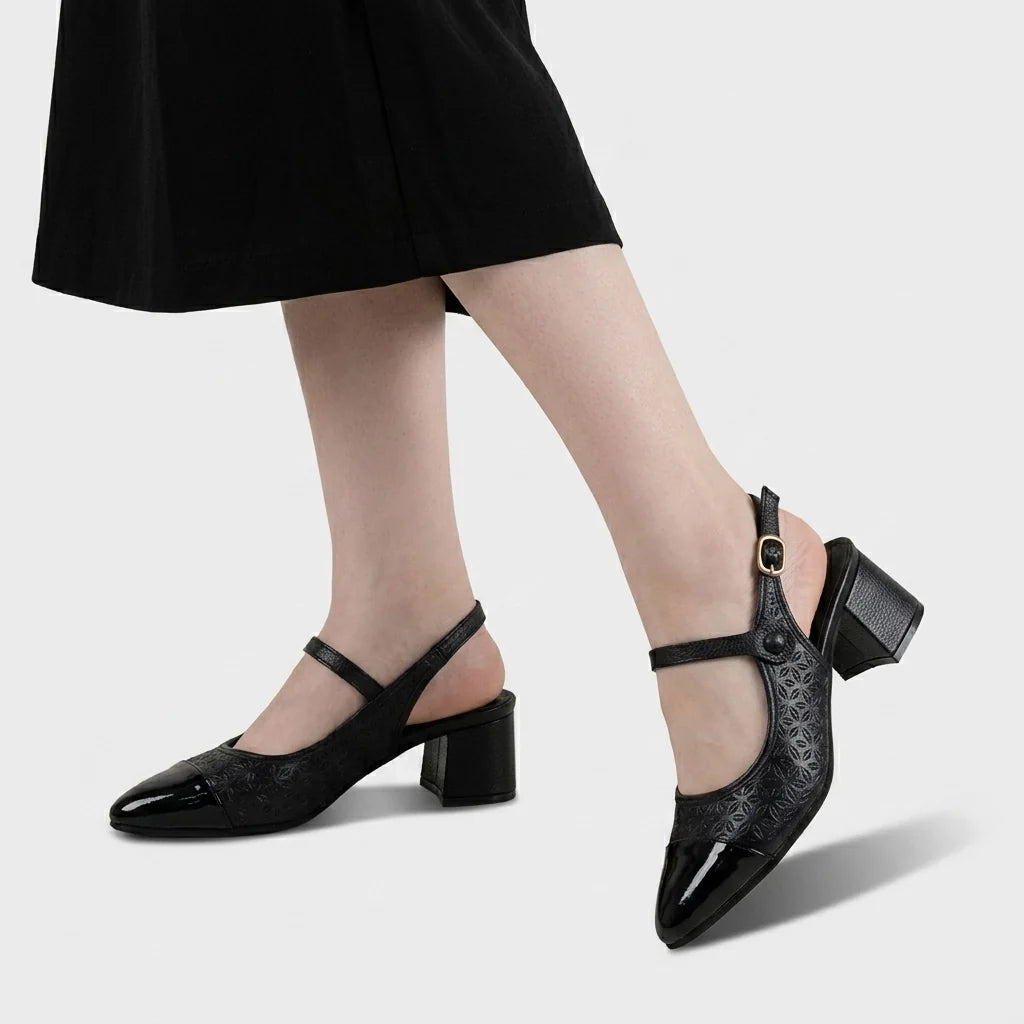 Tacones saphira de cuero para mujer - Negro