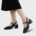 Tacones saphira de cuero para mujer - Negro