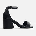 Sandalia tacon gardenia de cuero para mujer - Negro