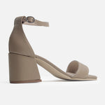 Sandalia tacon gardenia de cuero para mujer - Beige