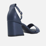 Sandalia tacon gardenia de cuero para mujer - Azul