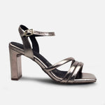 Sandalia tacon senay de cuero para mujer - Bronce