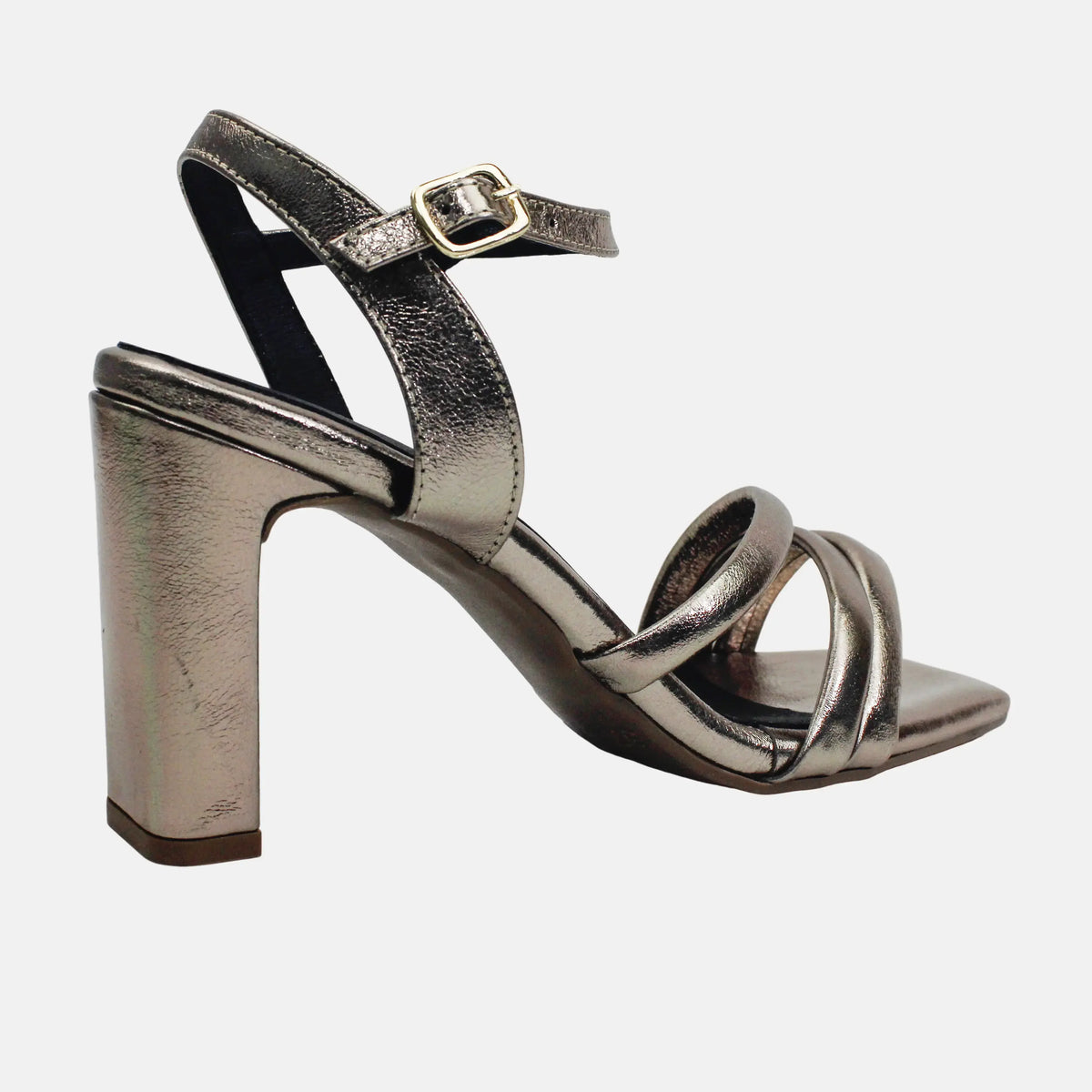 Sandalia tacon senay de cuero para mujer - Bronce