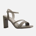 Sandalia tacon senay de cuero para mujer - Taupe