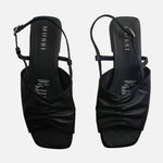 Sandalia plana amelie de cuero para mujer - Negro