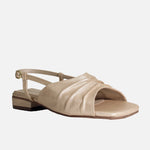 Sandalia plana amelie de cuero para mujer - Oro