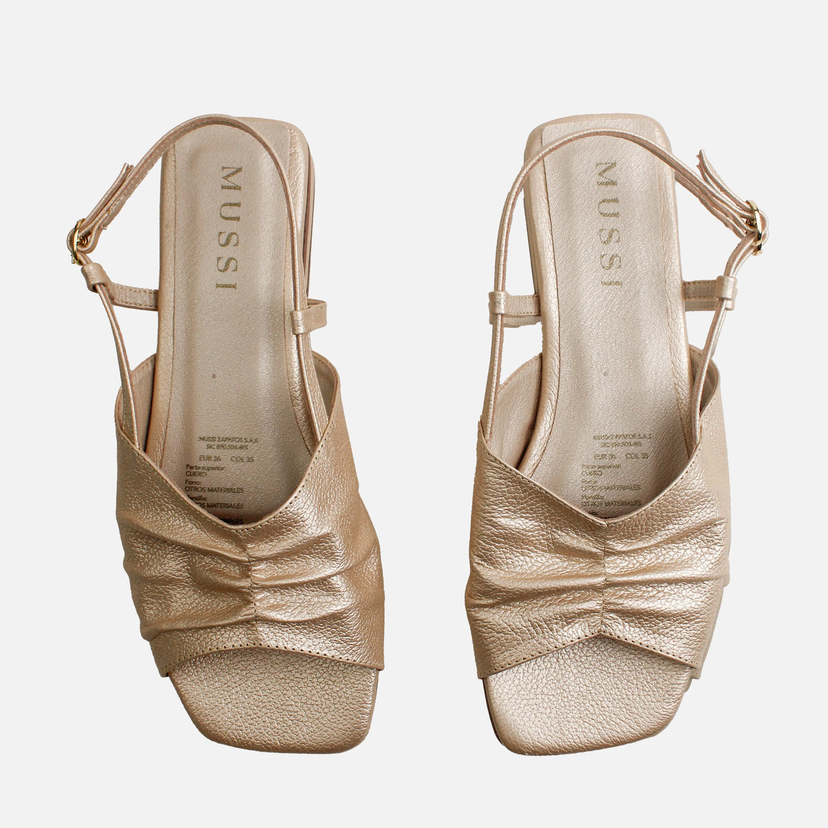 Sandalia plana amelie de cuero para mujer - Oro